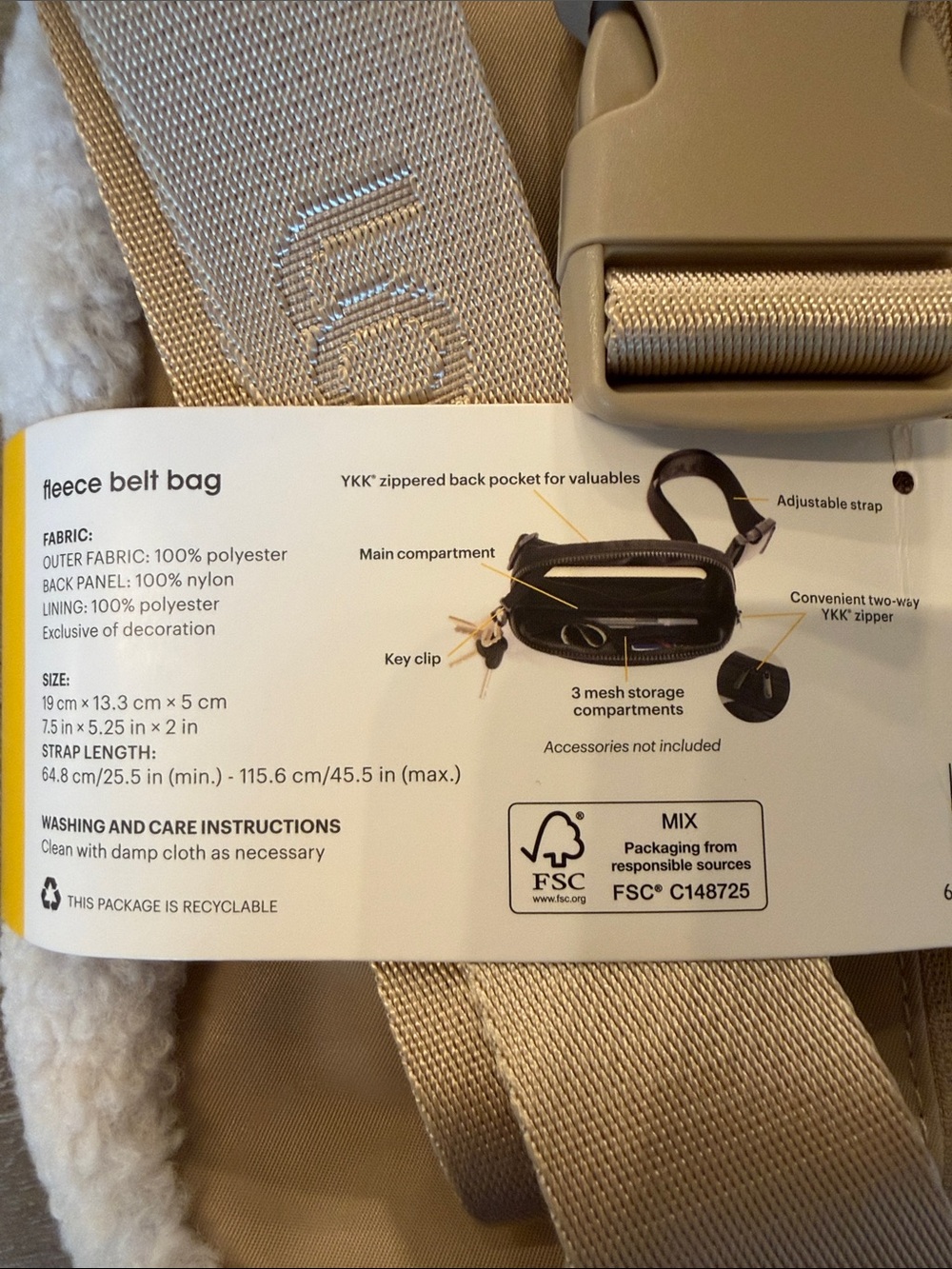 Lole Tan Fleece Belt Bag - Picture 7 of 10